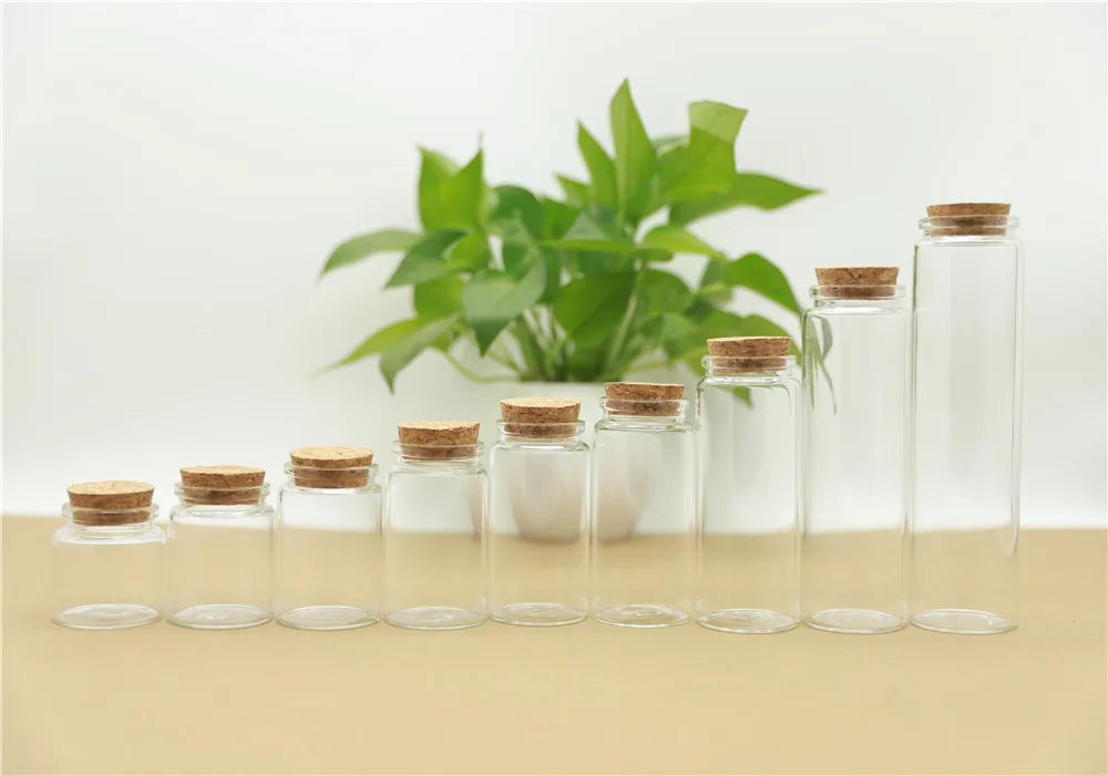 Set Di 6 Barattoli Di Vetro Da 60 Ml Con Tappo Per Conservazione Spezie Dolci Fiale E Caramelle