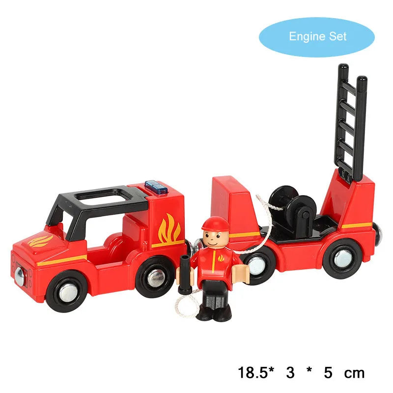 Nuovo Treno Magnetico Per Bambini Con Camion Pompieri Ambulanza Polizia Compatibile Brio In Legno