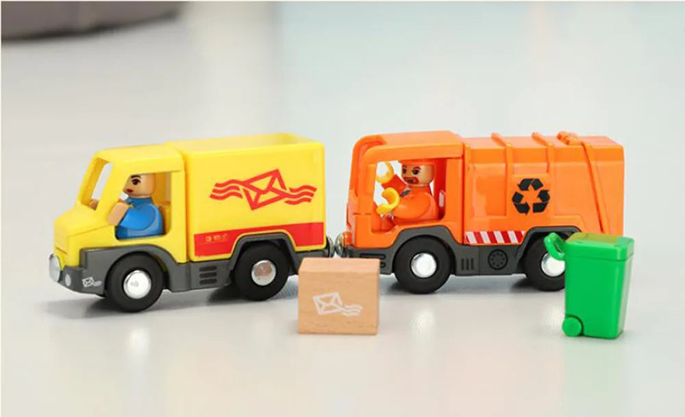 Nuovo Treno Magnetico Per Bambini Con Camion Pompieri Ambulanza Polizia Compatibile Brio In Legno