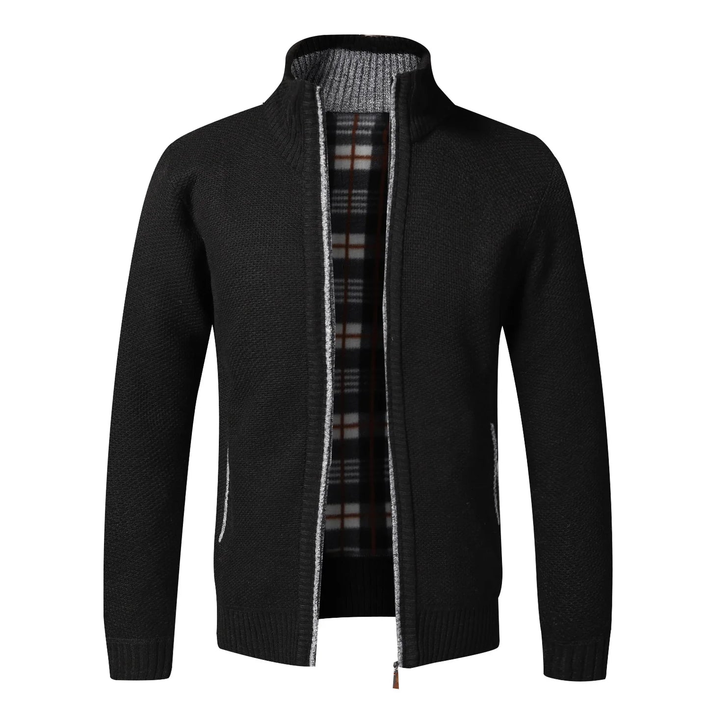 Cardigan Da Uomo In Pile Caldo Con Cerniera Slim Fit Lavorato A Maglia Premium Per Inverno Elegante