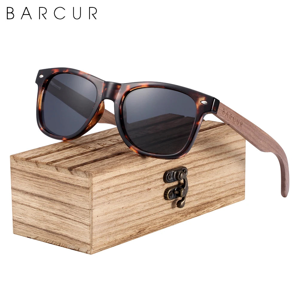 Occhiali Da Sole In Legno BARCUR Uomo Polarizzati UV400 Protezione Totale Scatola Originale