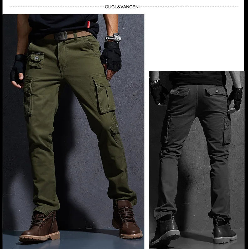 Pantaloni Cargo Uomo Mimetici Con Tasche Molteplici Pantaloni Larghi Casuali In Cotone