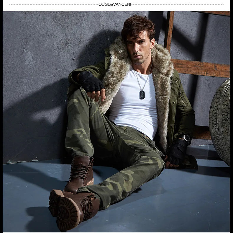 Pantaloni Cargo Uomo Mimetici Con Tasche Molteplici Pantaloni Larghi Casuali In Cotone