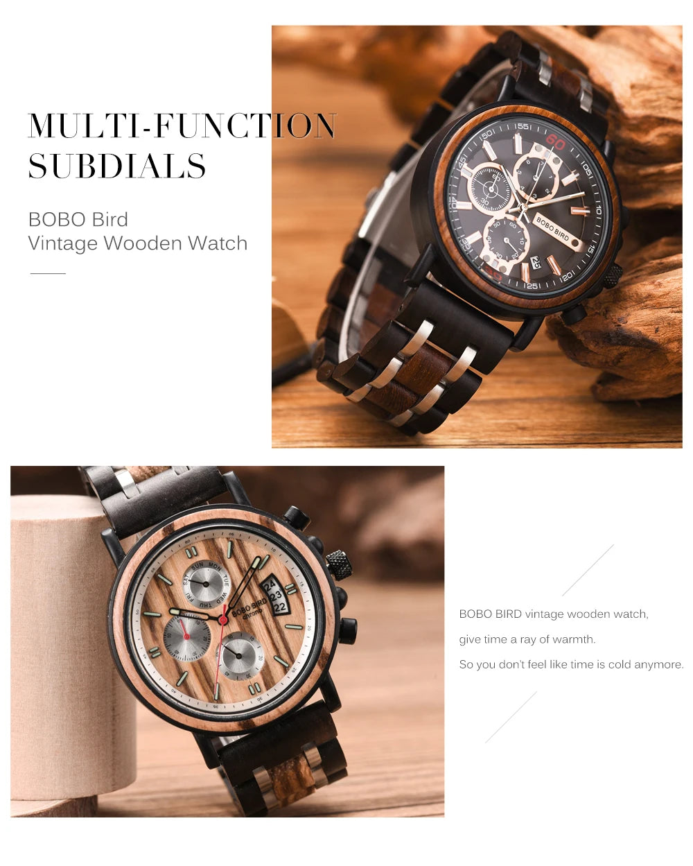 Orologio In Legno Da Uomo Cronografo Luxury Top Brand Elegante Con Scatola Di Legno Logo Personalizzato Regalo Ideale