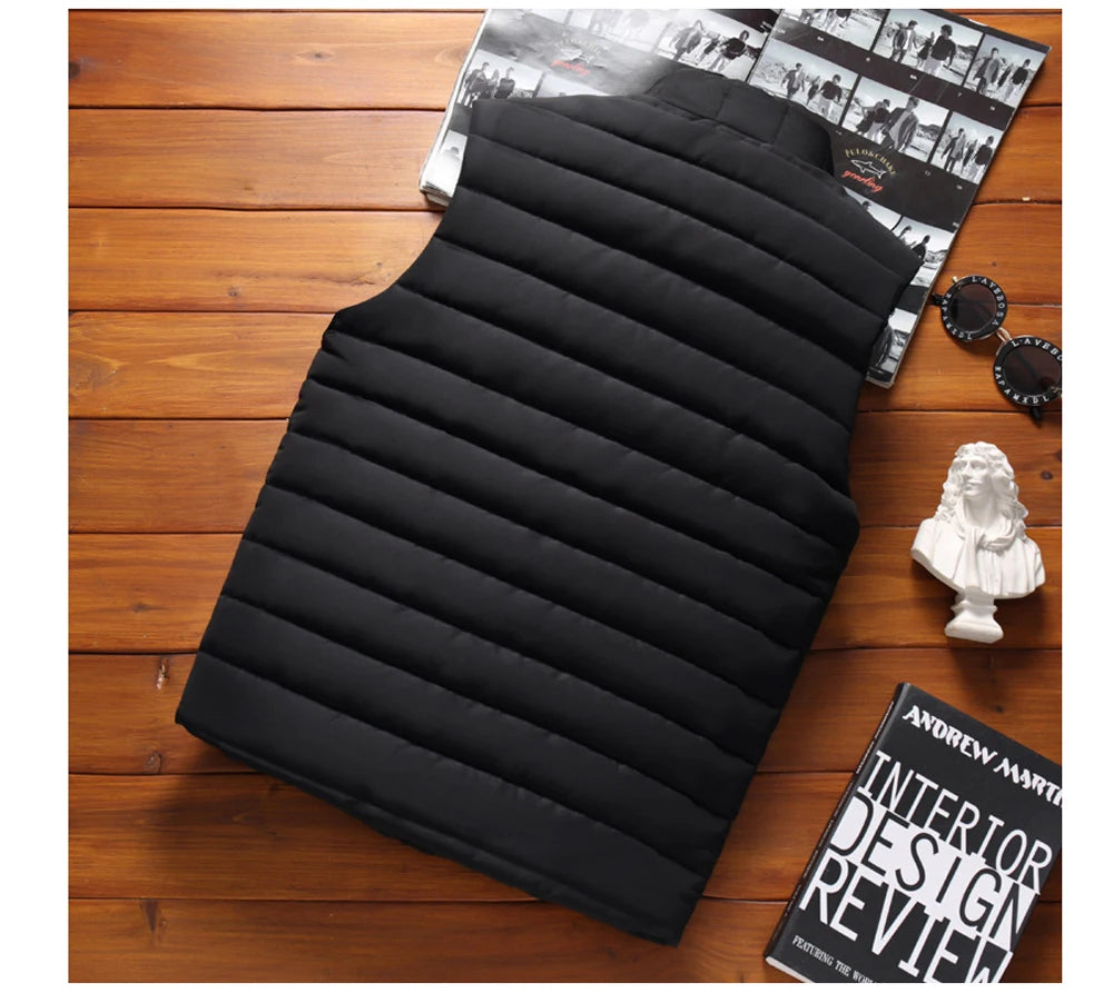 Gilet Senza Maniche Da Uomo Imbottito In Cotone Colletto Alla Coreana Inverno Moda 5XL