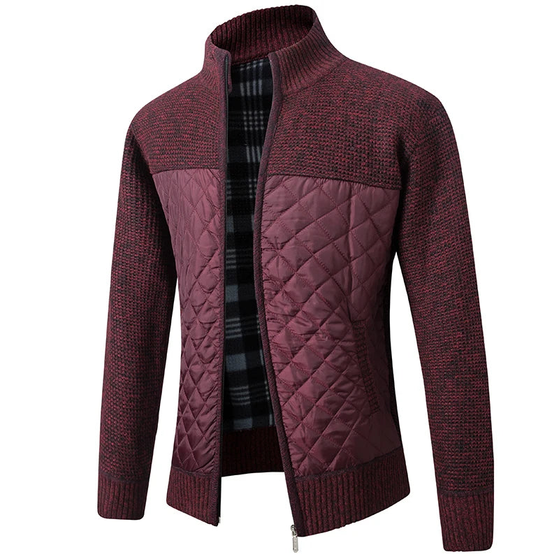 Giacca Uomo Invernale Spessa In Pile Con Zip Intera Antivento Collo A O In Maglia Calda