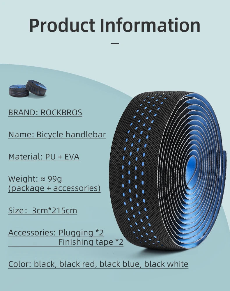 ROCKBROS Nastro Manubrio PU Eva Antiscivolo Morbido Traspirante Antiurto MT Impugnature Per Biciclette Ciclismo