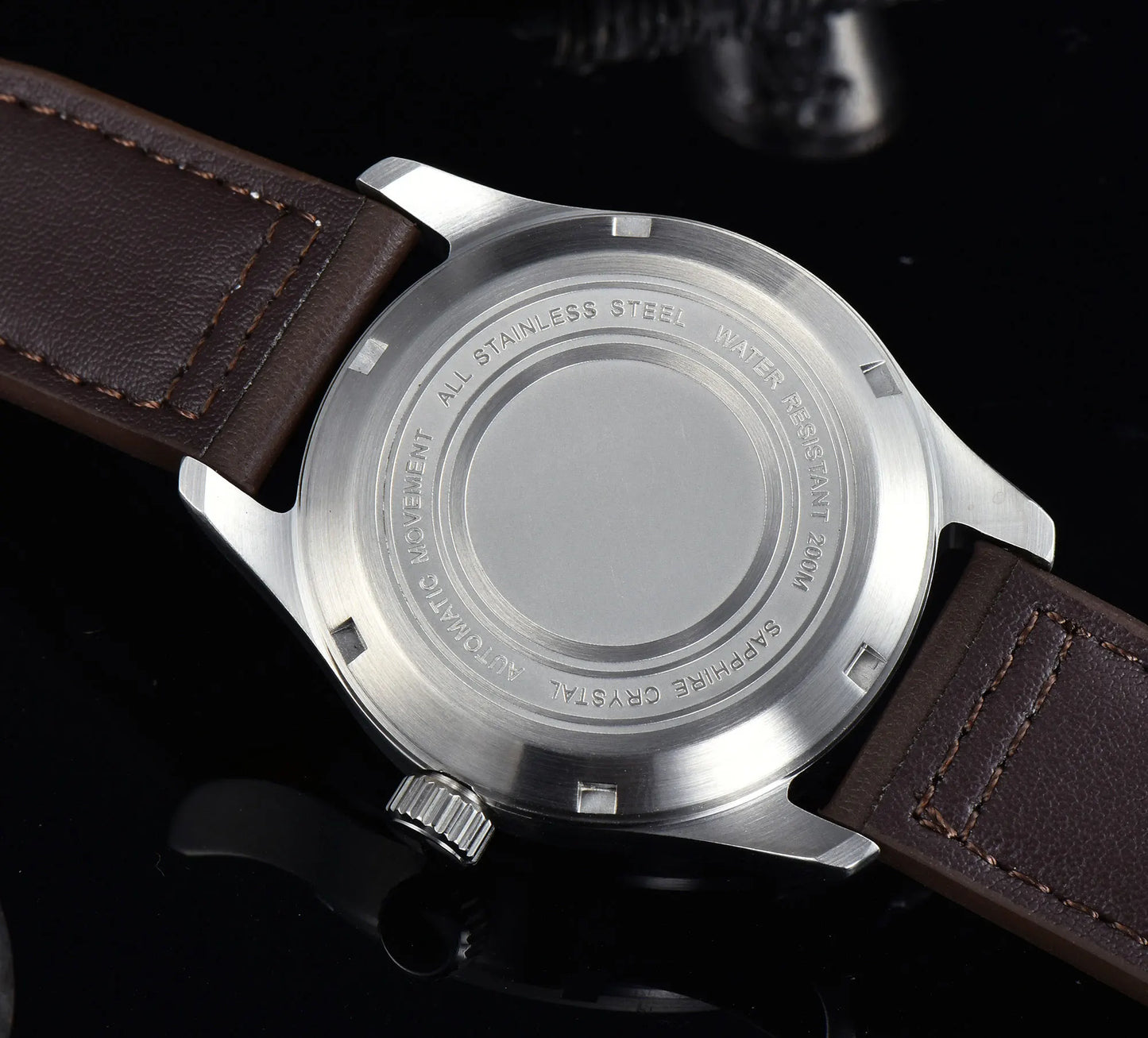 Orologio Diver Automatico Uomo Tandorio 39mm 20BAR Corona a Vite Vetro Zaffiro AR Lume Verde