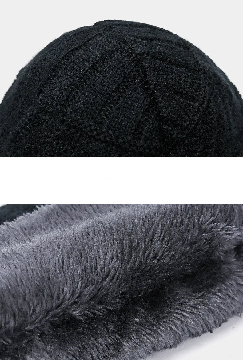 Set Invernale Cappello A Cuffia Unisex Lana Lavorata A Maglia Con Sciarpa Passamontagna Maschera