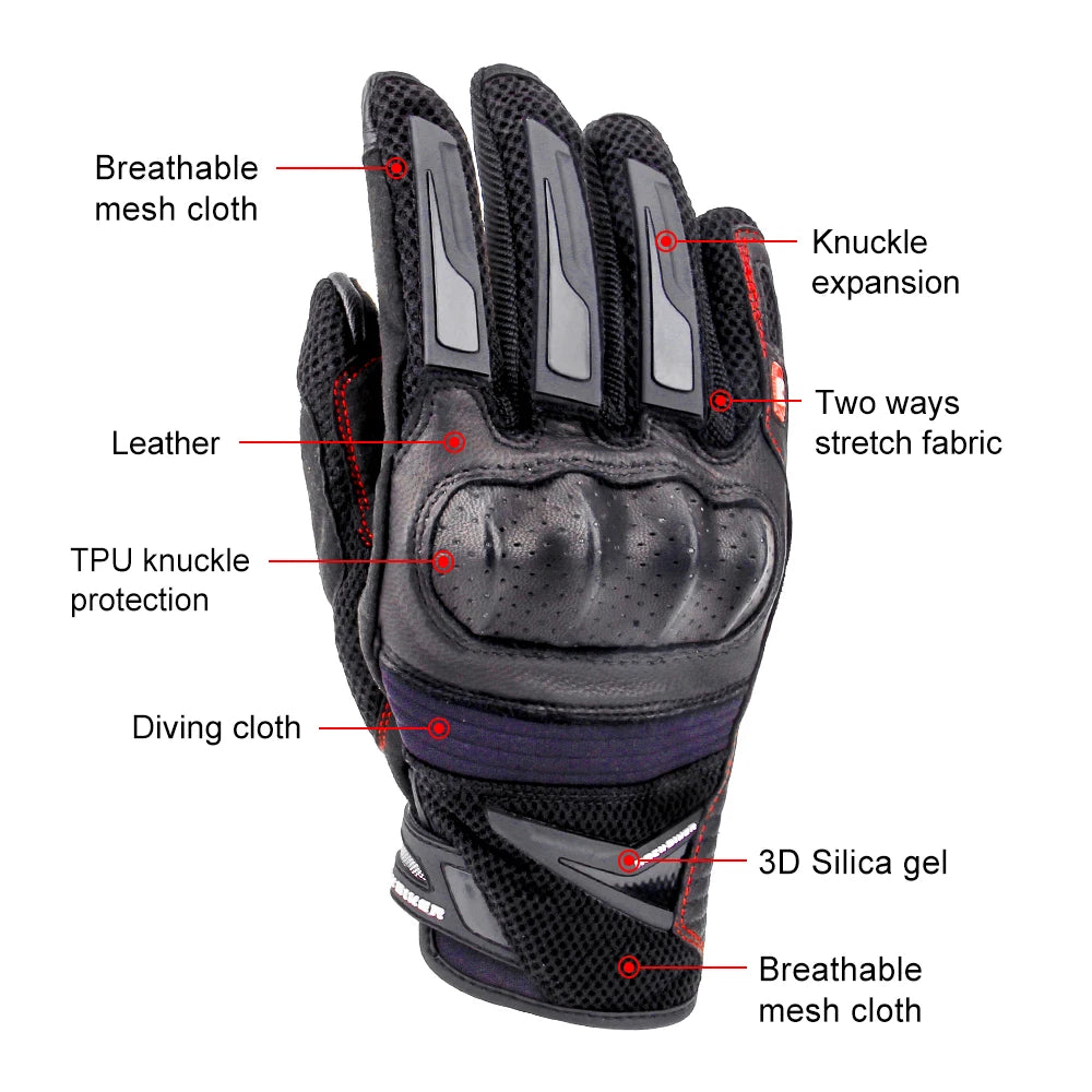 Guanti Estivi Lexin da Uomo per Moto Traspiranti Protezione Mani Design Touchscreen Equitazione Ciclismo
