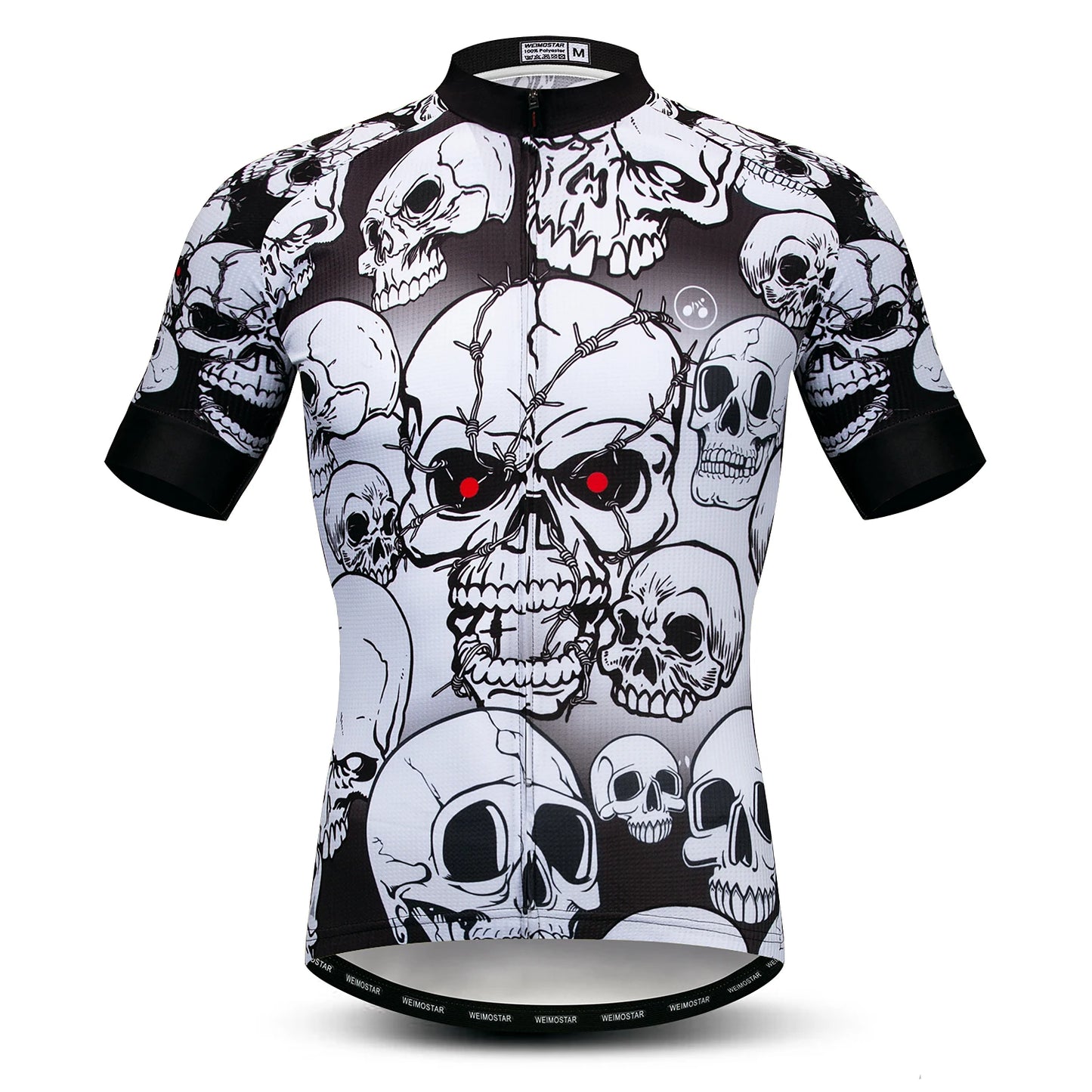 Jersey Da Ciclismo Uomo Skull Traspirante Estate Quick Dry Anti Sudore Riflettente Con Tasche MTB