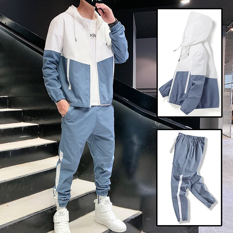 Tuta Sportiva Uomo 2026 Completo Casual Con Giacca E Pantaloni Con Cappuccio Set 2 Pezzi Hip Hop Per Corsa E Sport