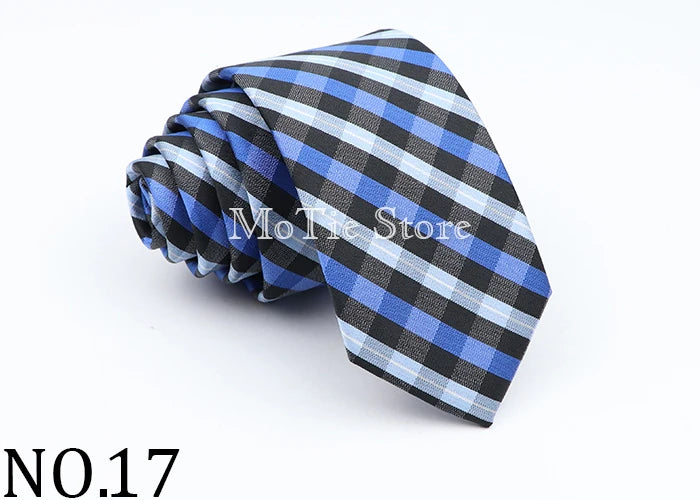 Nuova Cravatta Scozzese Jacquard Da 6 Cm Per Uomo Classiche A Quadri In Poliestere
