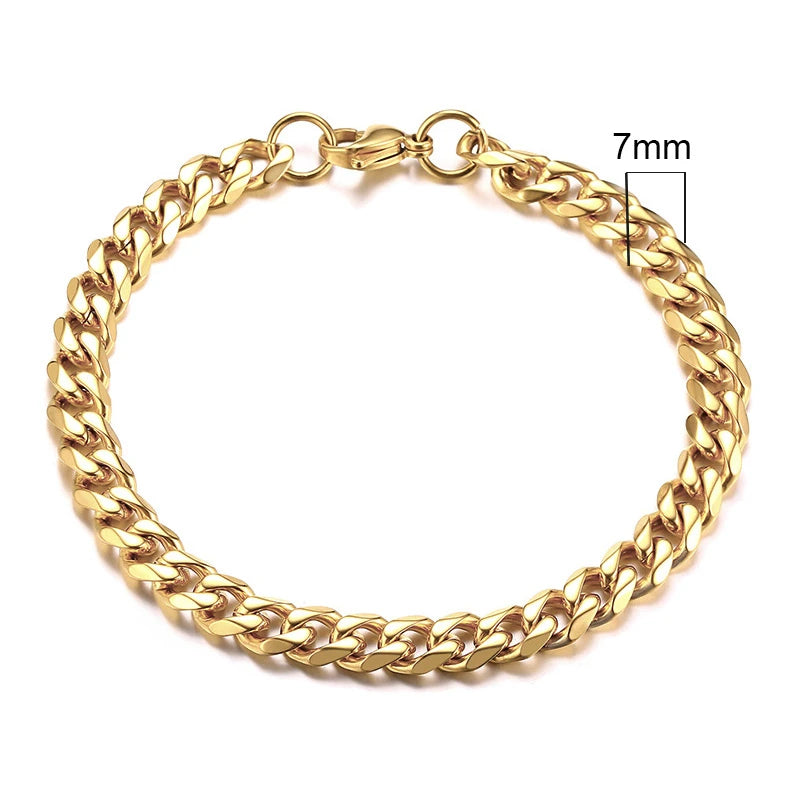 Bracciale Uomo Miami Curb Catena Grossa 3 A 11 Mm In Acciaio Inossidabile Cinturino Cubano Punk Classico
