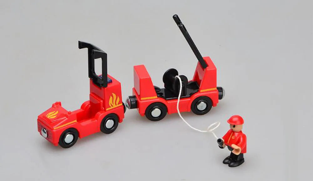 Nuovo Treno Magnetico Per Bambini Con Camion Pompieri Ambulanza Polizia Compatibile Brio In Legno