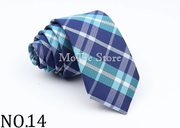Nuova Cravatta Scozzese Jacquard Da 6 Cm Per Uomo Classiche A Quadri In Poliestere