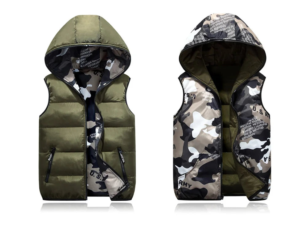 Gilet Da Uomo Invernale Senza Maniche Imbottito In Cotone Caldo Double Wear Abbigliamento Da Esterno Autunnale