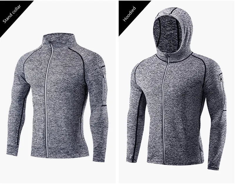 Top coat sportivo da uomo con tasche, attrezzatura fitness, giacche da corsa, abbigliamento sportivo, allenamento, jogging, felpe