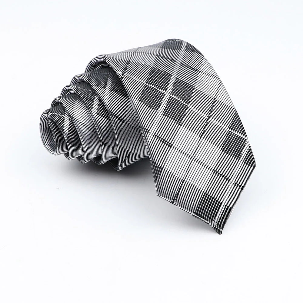 Nuova Cravatta Scozzese Jacquard Da 6 Cm Per Uomo Classiche A Quadri In Poliestere