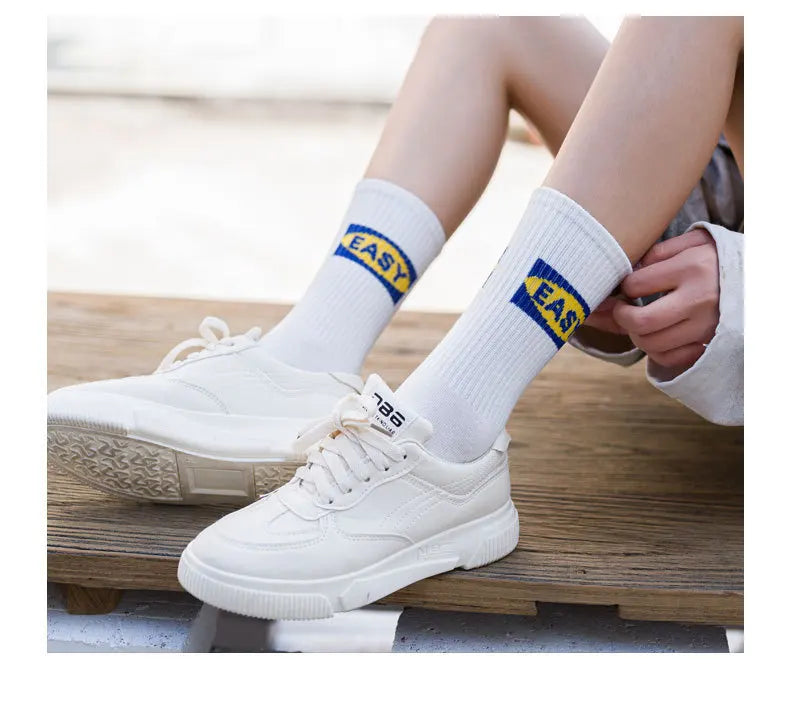 Calzini A Tubo Unisex Multicolore Traspiranti Con Alfabeti Per Sport Hip Hop Street Coppie