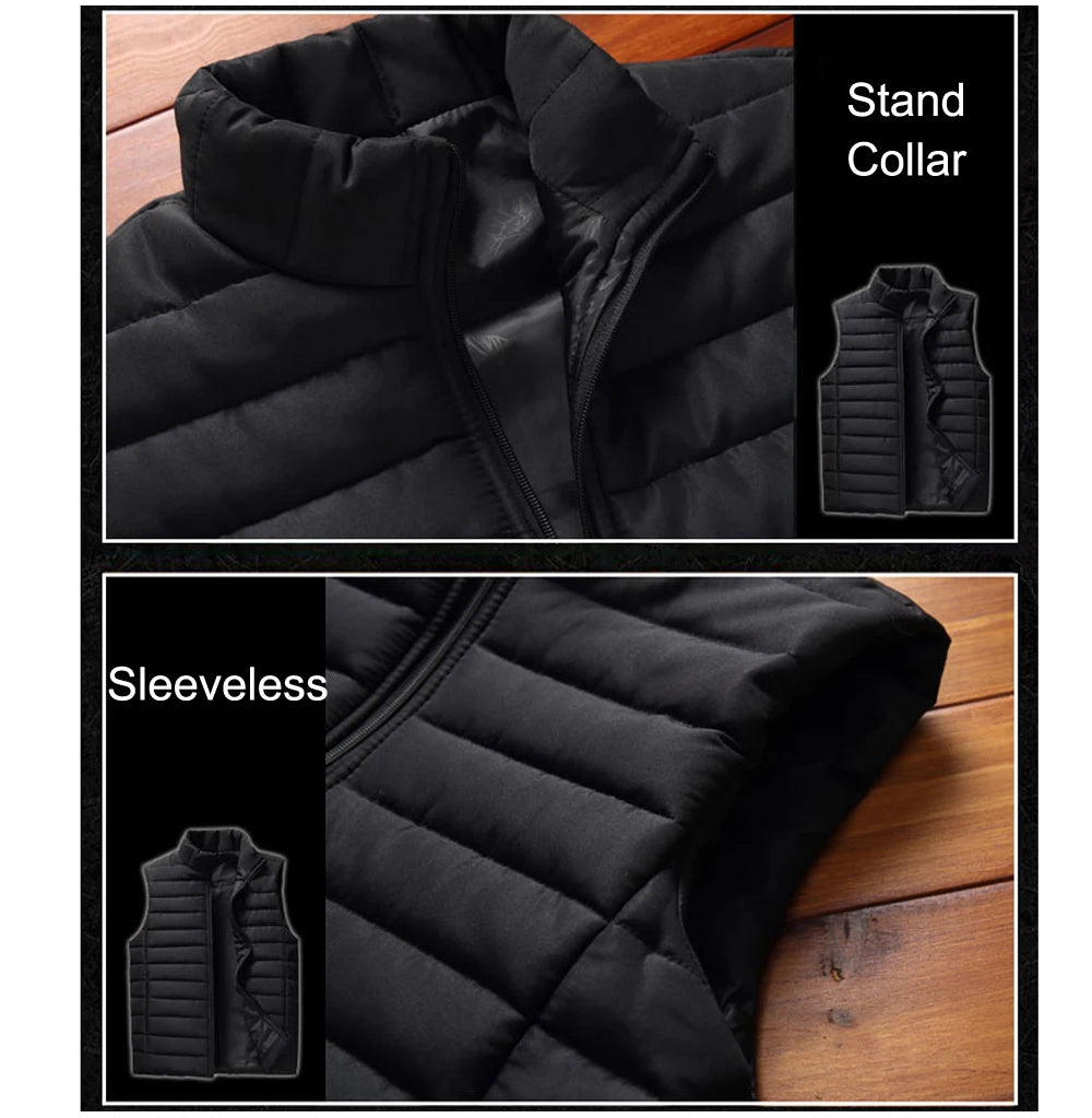 Gilet Senza Maniche Da Uomo Imbottito In Cotone Colletto Alla Coreana Inverno Moda 5XL
