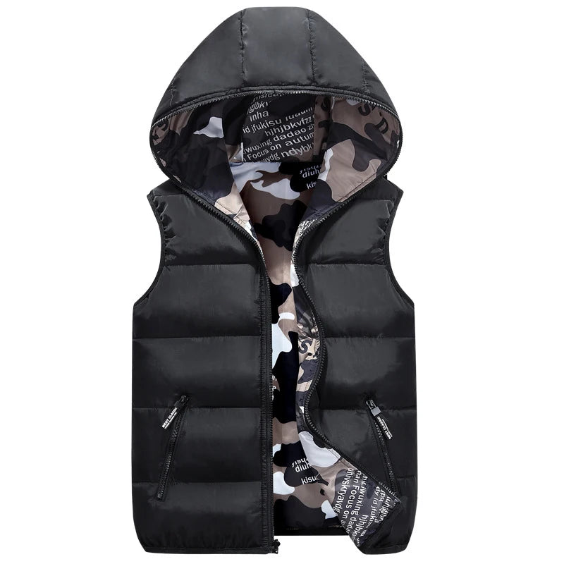 Gilet Da Uomo Invernale Senza Maniche Imbottito In Cotone Caldo Double Wear Abbigliamento Da Esterno Autunnale