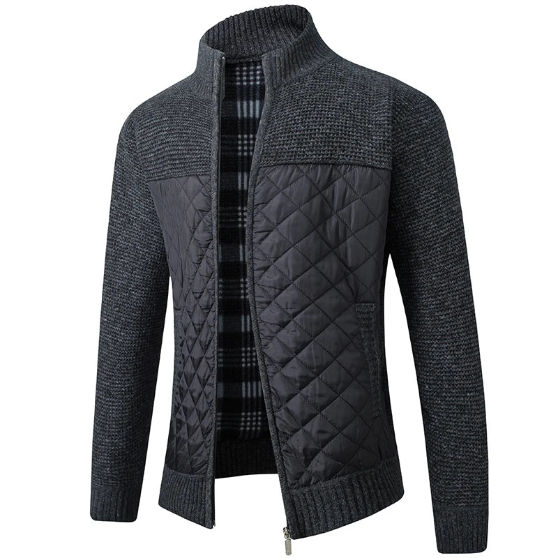 Giacca Uomo Invernale Spessa In Pile Con Zip Intera Antivento Collo A O In Maglia Calda