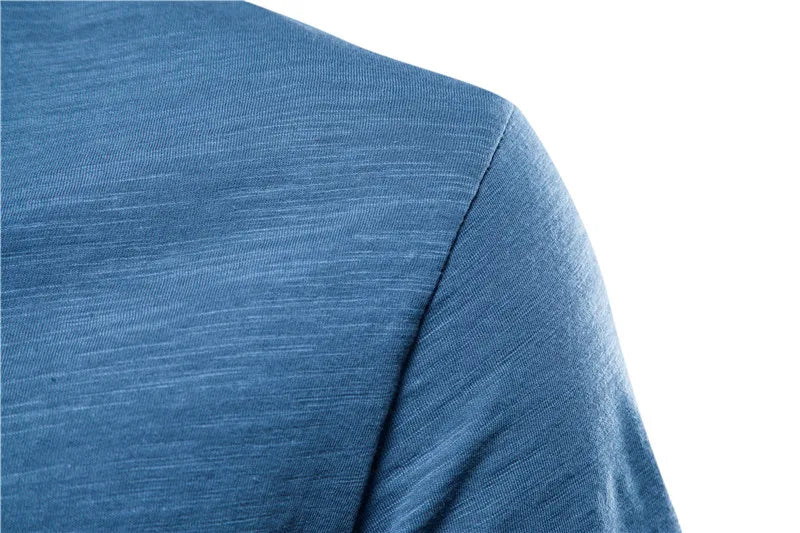 Maglietta Uomo Cotone 100 Percento Con Scollo A V Slim Fit Colore Solido Manica Corta