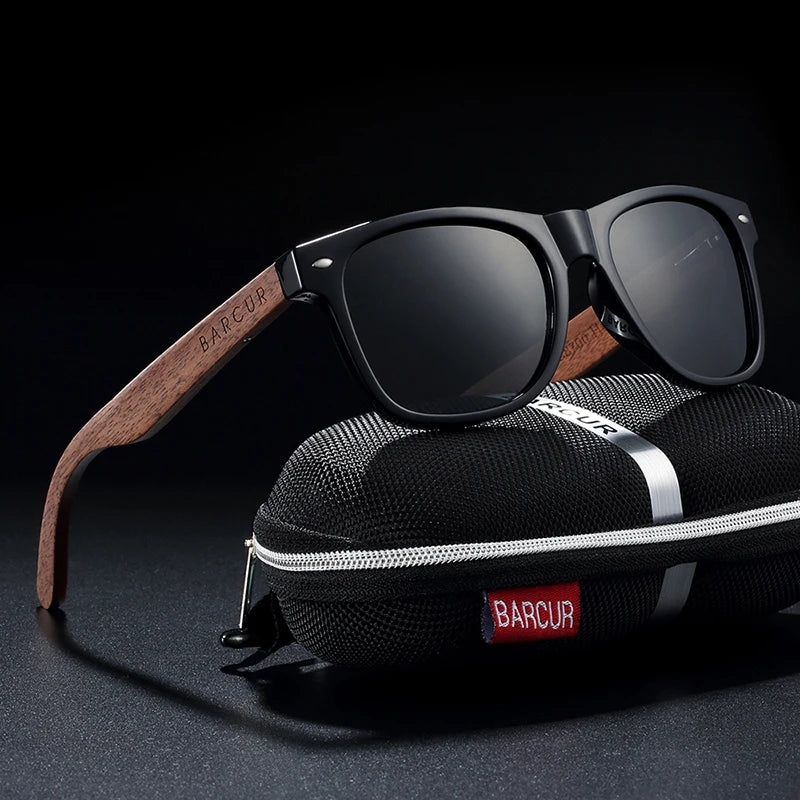 Occhiali Da Sole In Legno BARCUR Uomo Polarizzati UV400 Protezione Totale Scatola Originale