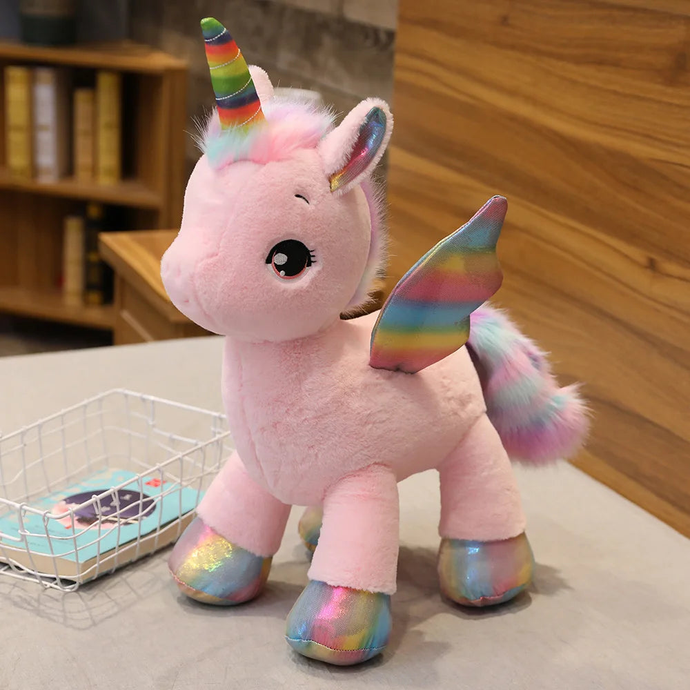 Peluche Unicorno Arcobaleno Con Ali 40 Cm Cuscino Morbido Regalo Per Ragazze Ideale Per Compleanno