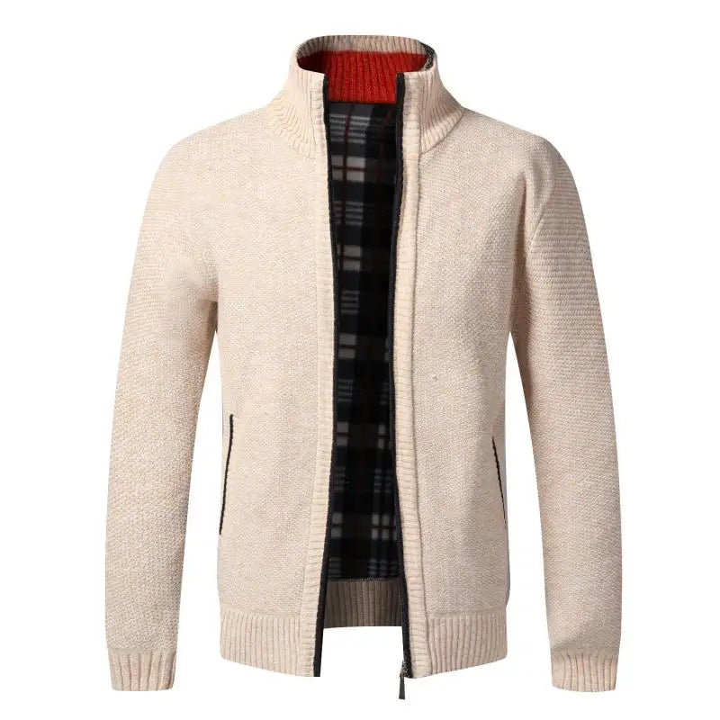 Cardigan Da Uomo In Pile Caldo Con Cerniera Slim Fit Lavorato A Maglia Premium Per Inverno Elegante