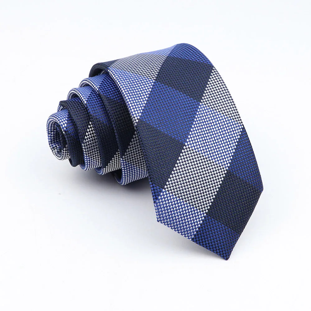 Nuova Cravatta Scozzese Jacquard Da 6 Cm Per Uomo Classiche A Quadri In Poliestere