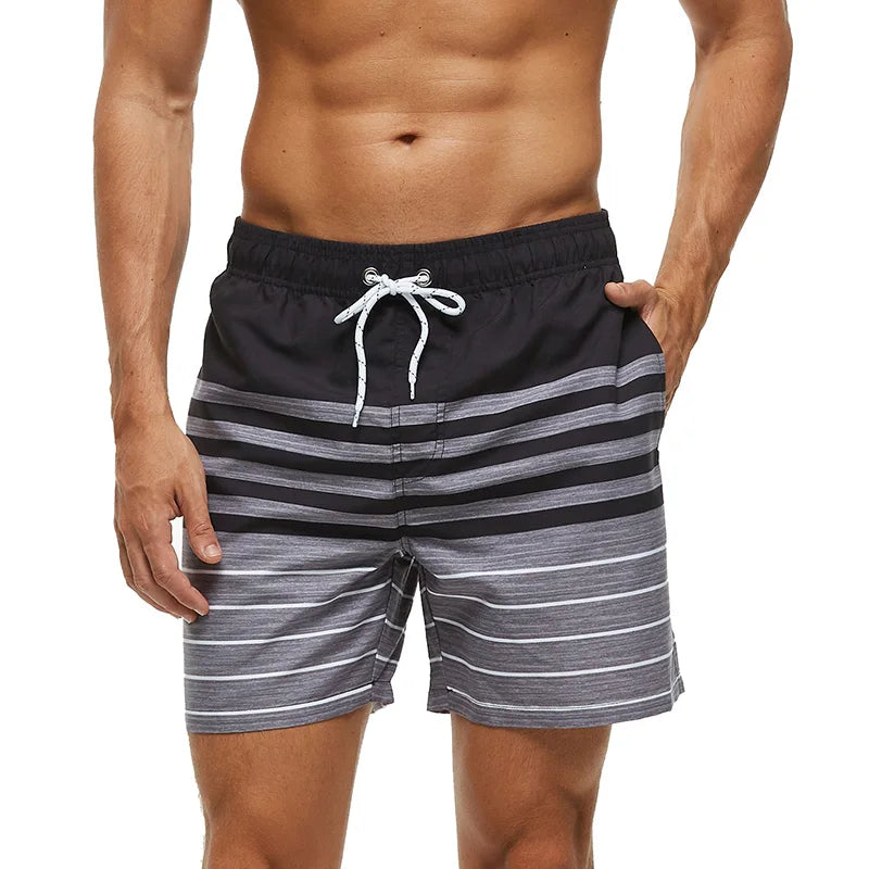 Pantaloncini Uomo Ad Asciugatura Rapida A Righe Verticali Traspiranti Con Fodera In Rete Taglie Forti Spiaggia Surf