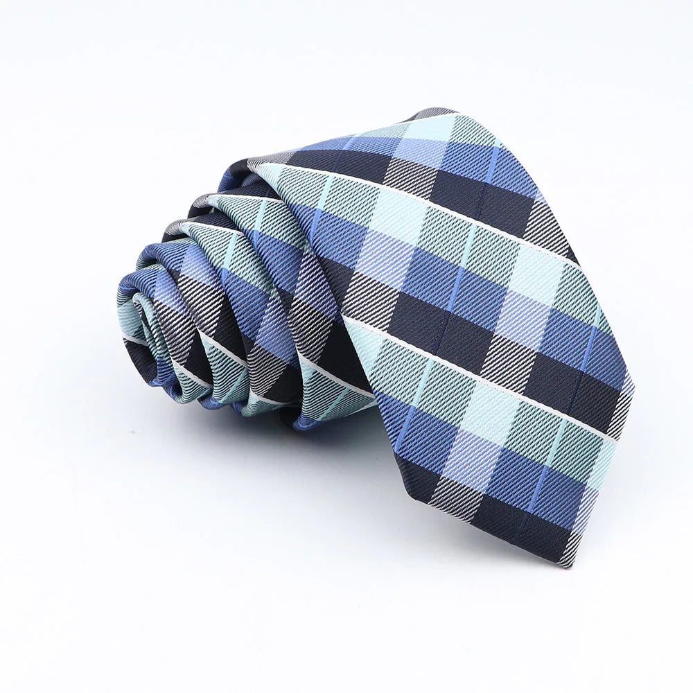 Nuova Cravatta Scozzese Jacquard Da 6 Cm Per Uomo Classiche A Quadri In Poliestere