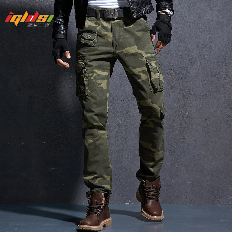 Pantaloni Cargo Uomo Mimetici Con Tasche Molteplici Pantaloni Larghi Casuali In Cotone