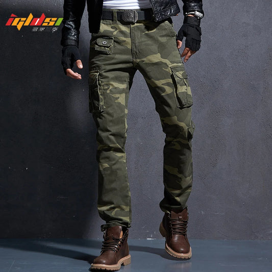 Pantaloni Cargo Uomo Mimetici Con Tasche Molteplici Pantaloni Larghi Casuali In Cotone