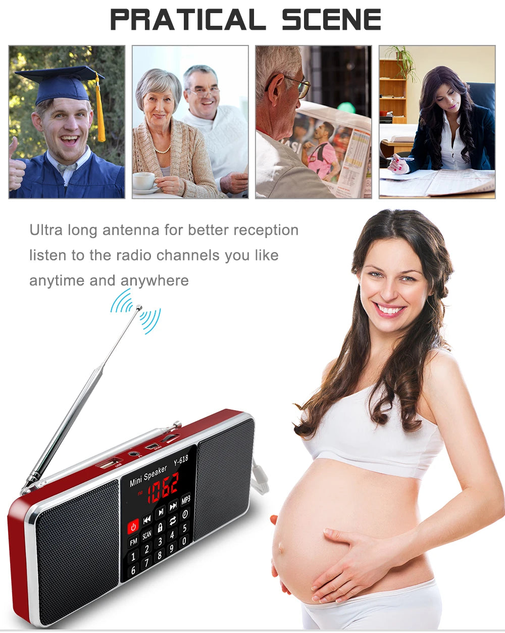 Lefon Ricevitore Radio FM Digitale Portatile Con Altoparlante Lettore MP3 USB Scheda TF Display LED Spegnimento Dell Ora