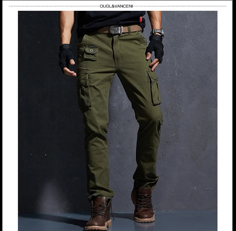 Pantaloni Cargo Uomo Mimetici Con Tasche Molteplici Pantaloni Larghi Casuali In Cotone