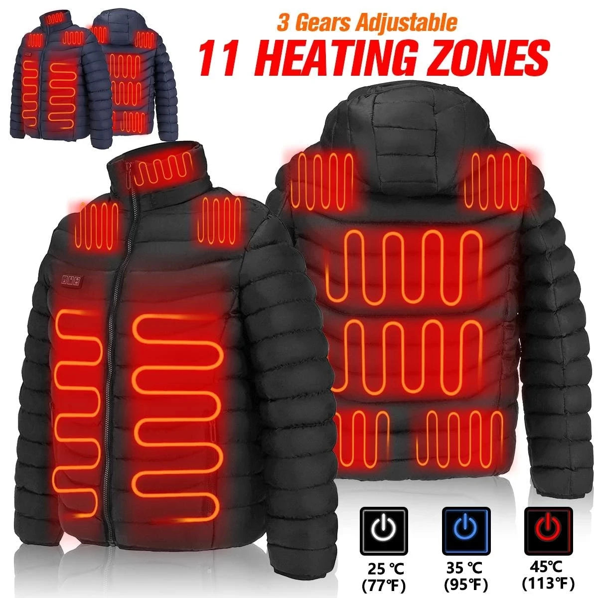 11 aree di riscaldamento giacca riscaldata uomo donna inverno Outdoor campeggio abbigliamento sportivo cappotto riscaldato cappotto termico in grafene giacca riscaldante USB