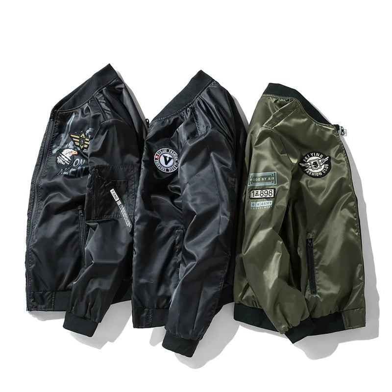 Giacca Bomber Invernale Da Uomo Reversibile Con Distintivo E Tasche Doppio Lato Per Motociclista Autunno