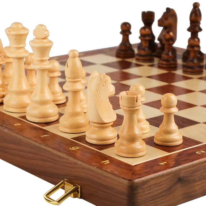 Set Scacchi Pieghevole In Legno Qualita Tradizionale E Classico Scacchiera Gioco Da Tavolo Massiccio Lavorati A Mano