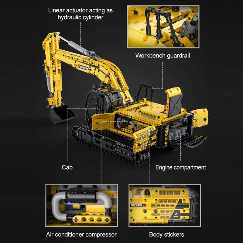 Cada 1702 Pezzi Escavatore RC Scala 1 20 Ingegneria Modellino Mattoni Da Costruzione Giocattolo Regalo Per Bambini