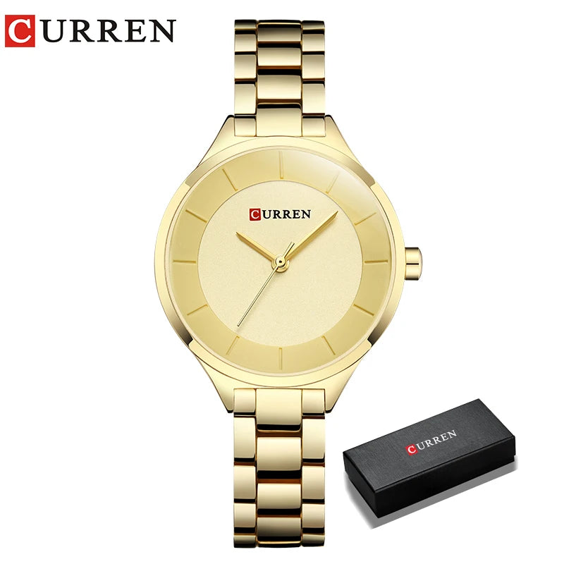 Curren Orologio Da Donna Quarzo Cinturino In Acciaio Inossidabile Resistente All Acqua 34mm Rotondo Modello 9015