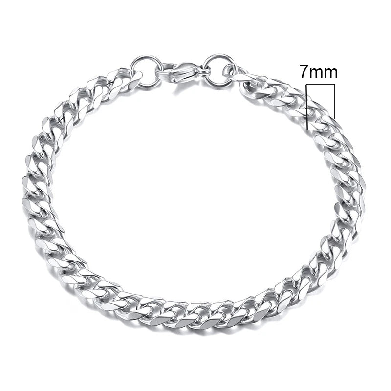 Bracciale Uomo Miami Curb Catena Grossa 3 A 11 Mm In Acciaio Inossidabile Cinturino Cubano Punk Classico