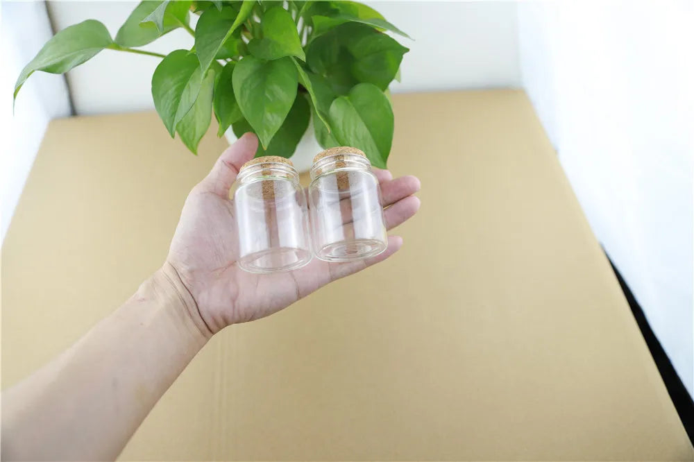 Set Di 6 Barattoli Di Vetro Da 60 Ml Con Tappo Per Conservazione Spezie Dolci Fiale E Caramelle