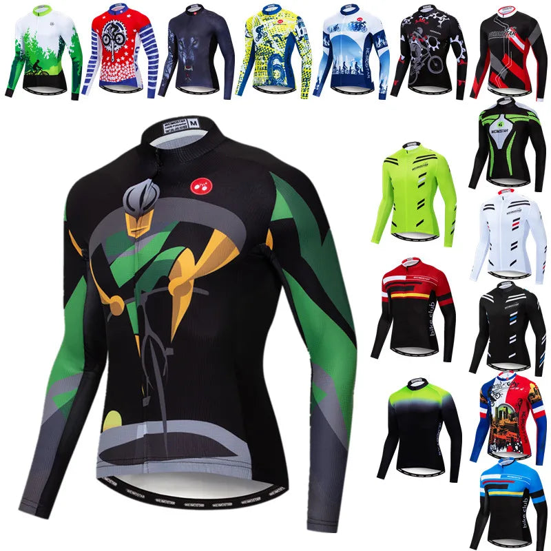 Weimostar Maglia Ciclismo Uomo Manica Lunga Autunno MTB Strada Traspirante Con Tasche Abbigliamento Per Bicicletta