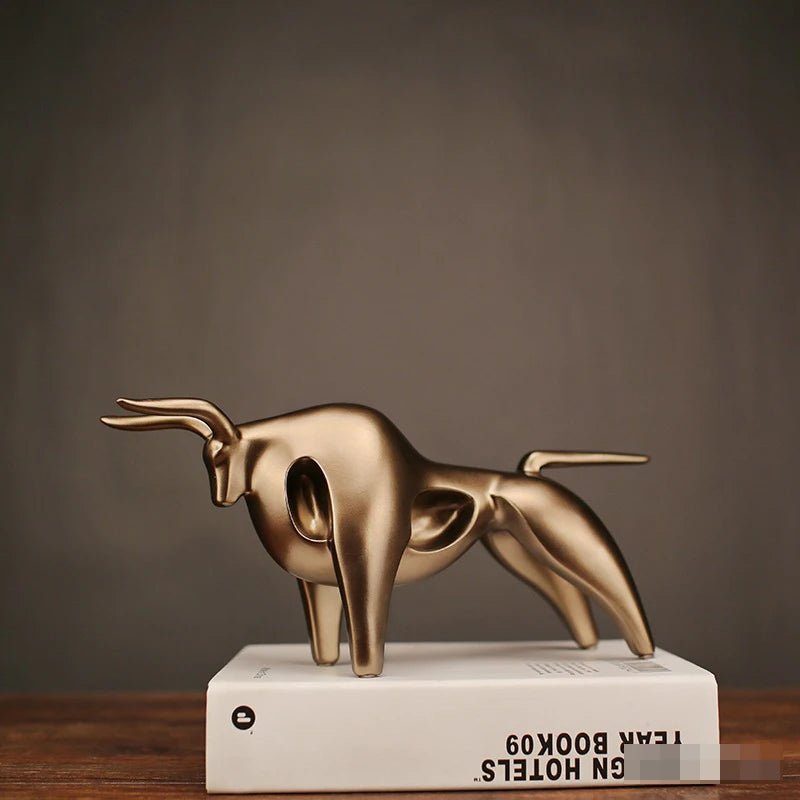Decorazione In Resina Toro Dorato Scultura Moderna Astratta Geometrica Per La Casa Regalo Elegante