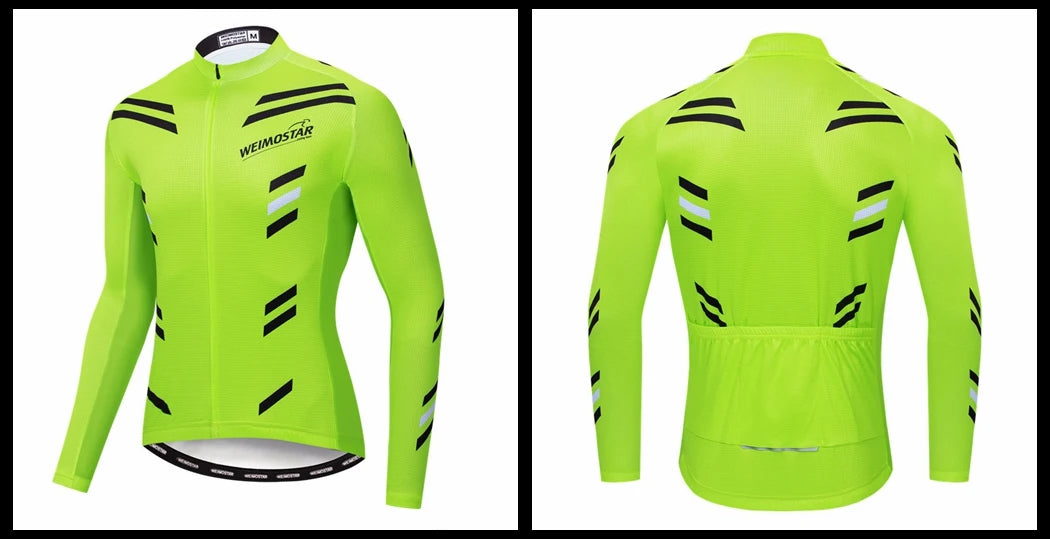 Weimostar Maglia Ciclismo Uomo Manica Lunga Autunno MTB Strada Traspirante Con Tasche Abbigliamento Per Bicicletta