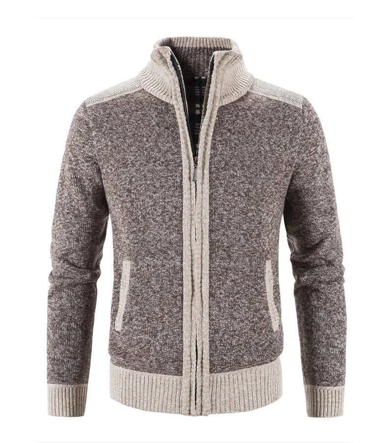 Nuovo Cardigan Patchwork Da Uomo Slim Fit Con Collo Coreano Caldo E Lavorato A Maglia Giacca Invernale