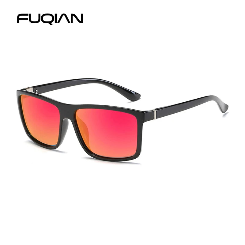Occhiali Da Sole Polarizzati Quadrati Neri Classici Da Uomo Blu A Specchio Moda Unisex Vintage UV400